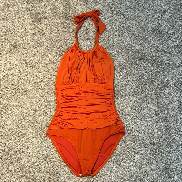 Kenneth Cole New York Other - Kenneth Cole Hall Of Fame High-Neck One-Piece Orange Swimsuit Size M Medium